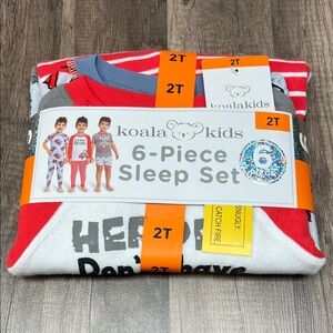 Koala Kids Red, Light Blue & Gray 6-Piece Toddler Sleep Set